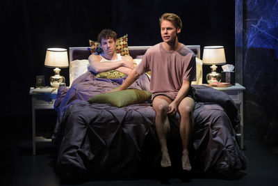 Benjamin T. Ismail (Louis Ironson) and Randy Harrison (Prior Walter) in Berkeley Repertory Theatre’s production of Angels in America, Part One: Millennium Approaches.
Photo courtesy of Kevin Berne/Berkeley Repertory Theatre
