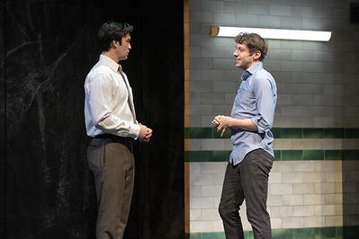 Danny Binstock (Joe Pitt) and Benjamin T. Ismail (Louis Ironson) in Berkeley Repertory Theatre’s production of Angels in America, Part One: Millennium Approaches.
Photo courtesy of Kevin Berne/Berkeley Repertory Theatre

