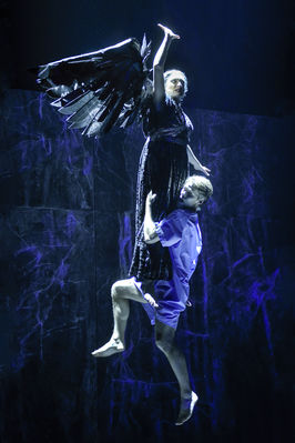 Francesca Faridany (The Angel) and Randy Harrison (Prior Walter) in Berkeley Repertory Theatre’s production of Angels in America, Part Two: Perestroika.
Photo courtesy of Kevin Berne/Berkeley Repertory Theatre
