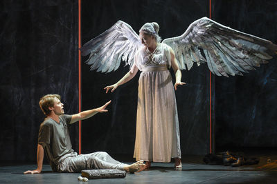 Randy Harrison (Prior Walter) and Francesca Faridany (The Angel) in Berkeley Repertory Theatre’s production of Angels in America, Part Two: Perestroika.
Photo courtesy of Kevin Berne/Berkeley Repertory Theatre

